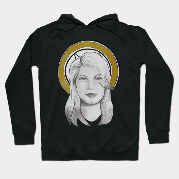 Satanic woman portrait Hoodie by deadblackpony